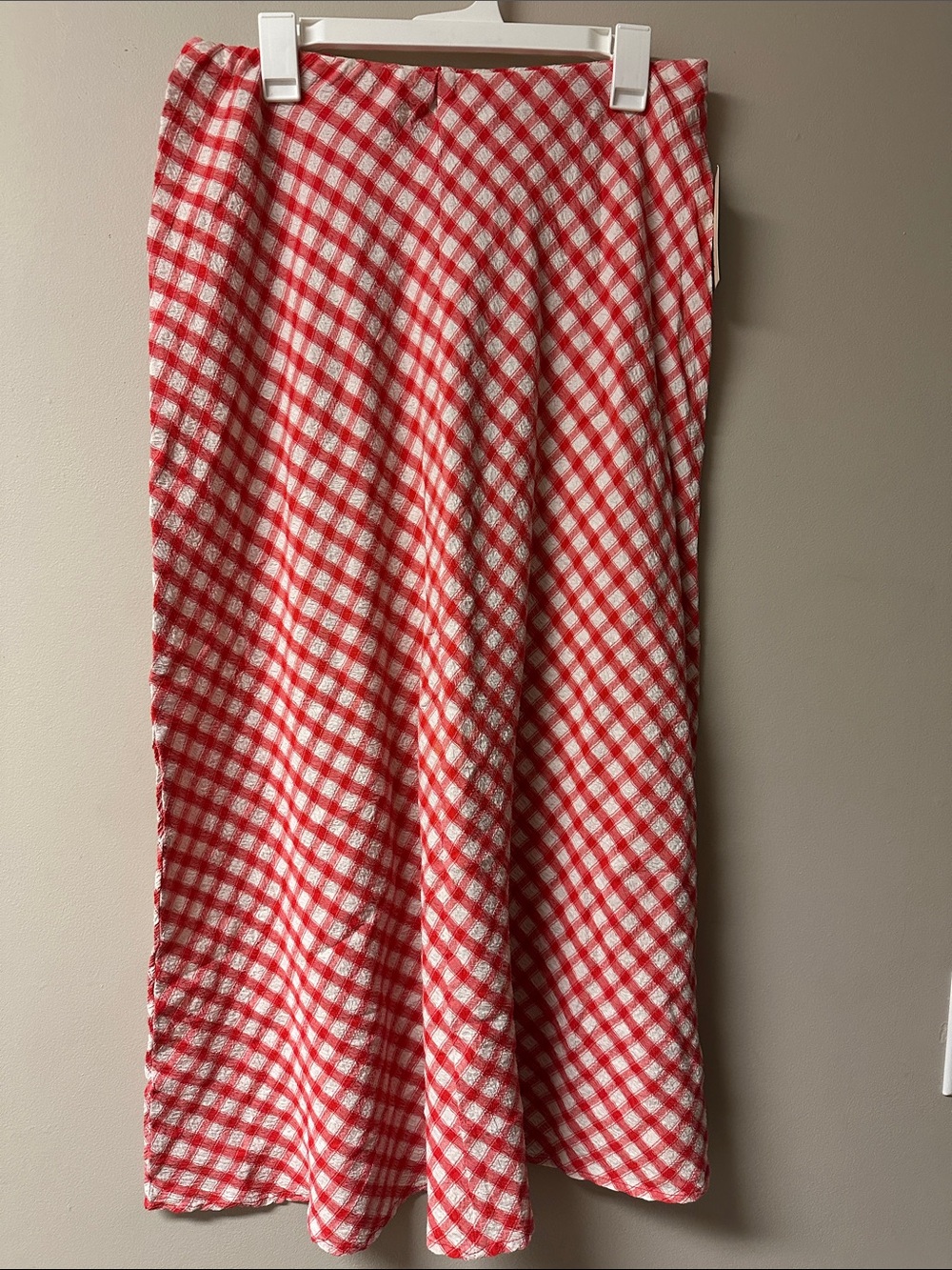 Universal Thread Red Gingham Seersucker Midi Skirt M NWT